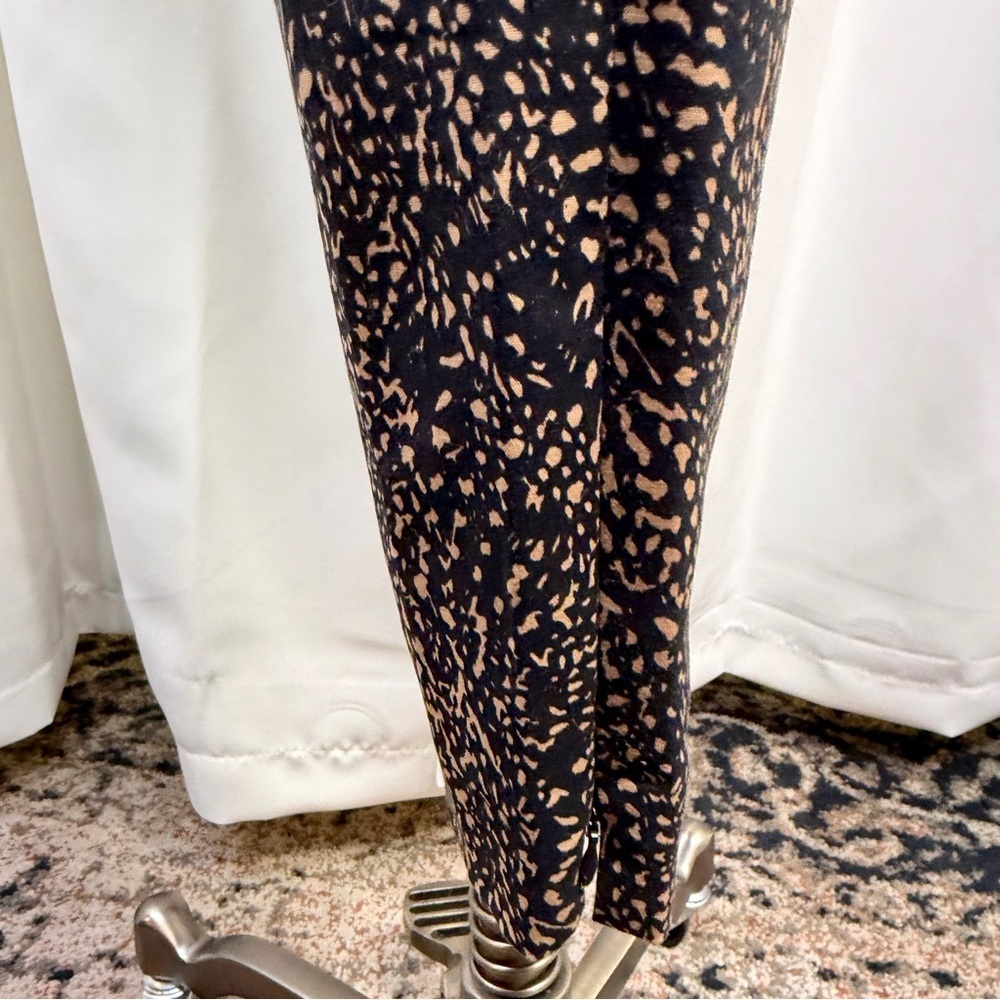 Etcetera Tan & Black Abstract Speckled Print Slim Leg Zip Hem Trousers Size 0 - Picture 7 of 14